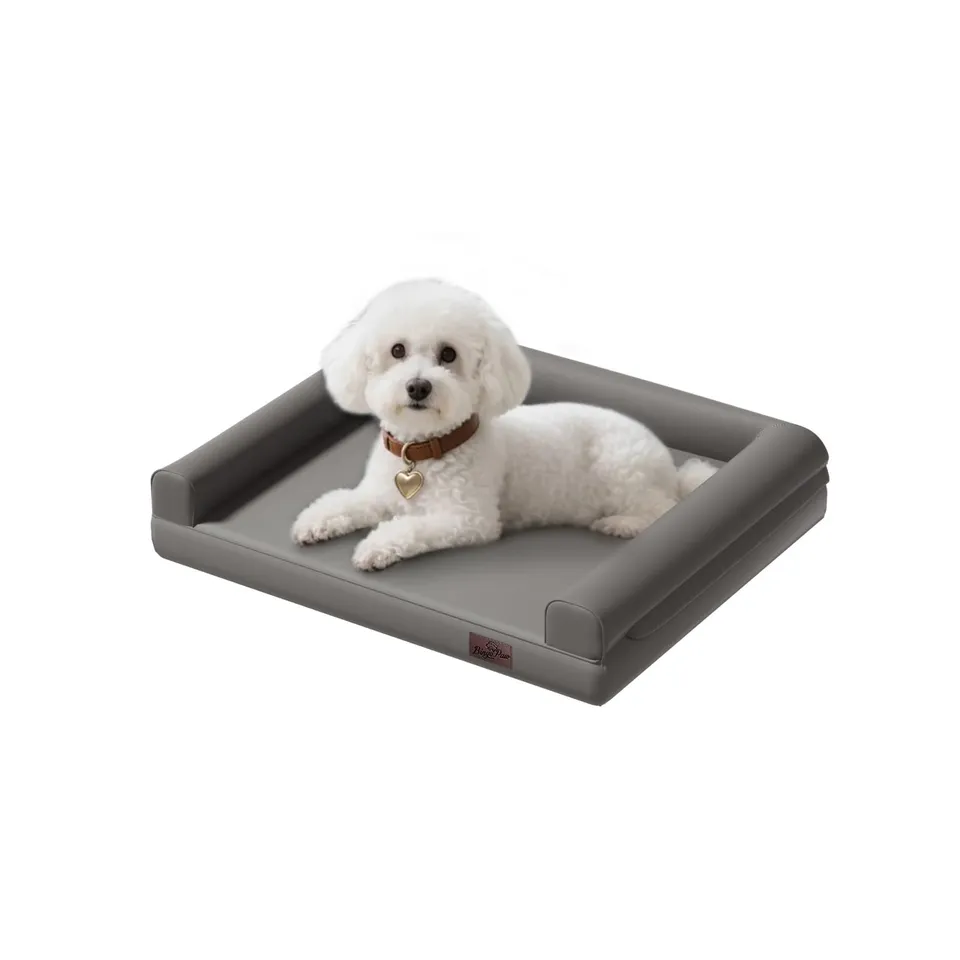 bingopaw-dog-bed-canap-chien-moyen-78x58cm-gris-similicuir image 1