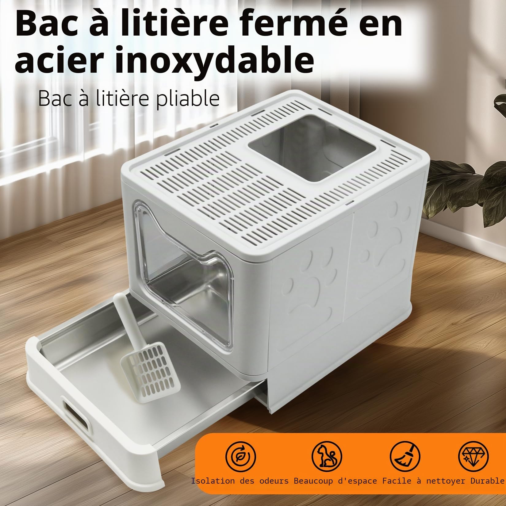 bingopaw-cat-supplies-bac-liti-re-xxl-inox-ferm-48-5cm image 5