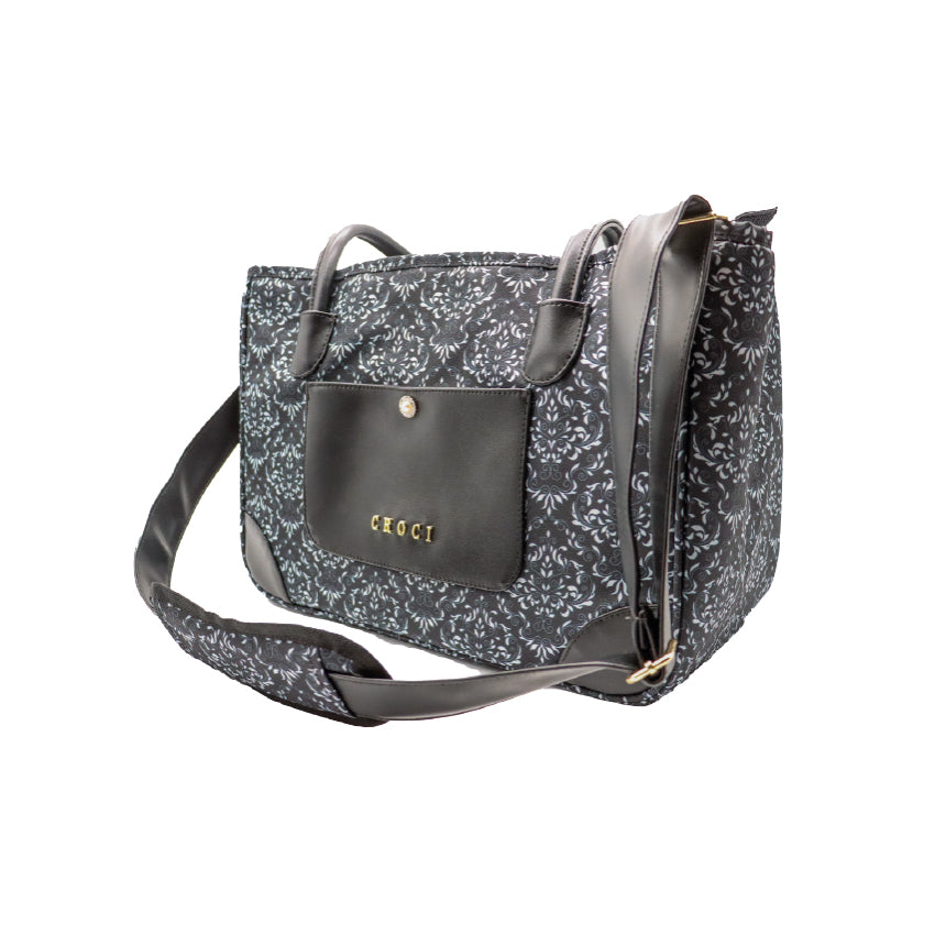 croci-damask-sac-transport-chien-40x22-cm-velours-noir image 1