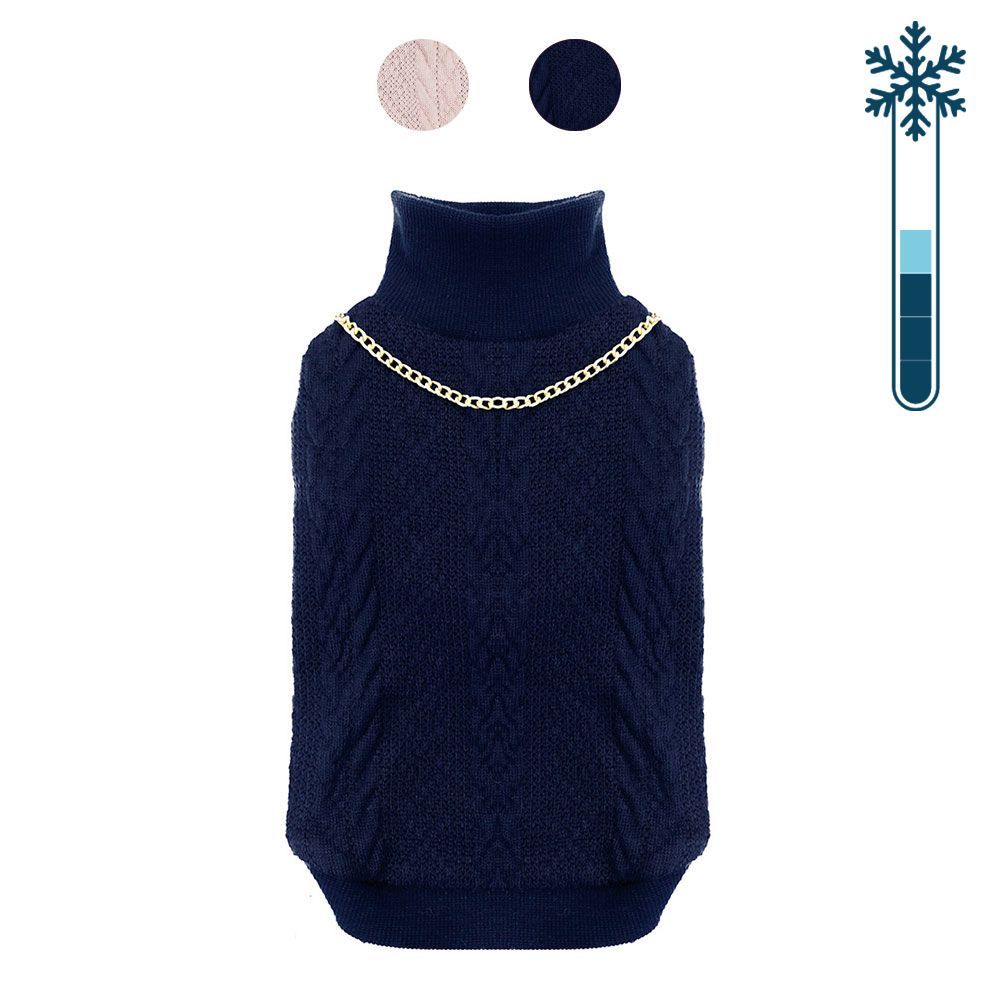 croci-chains-pull-chien-bleu-25-cm-col-polaire image 1