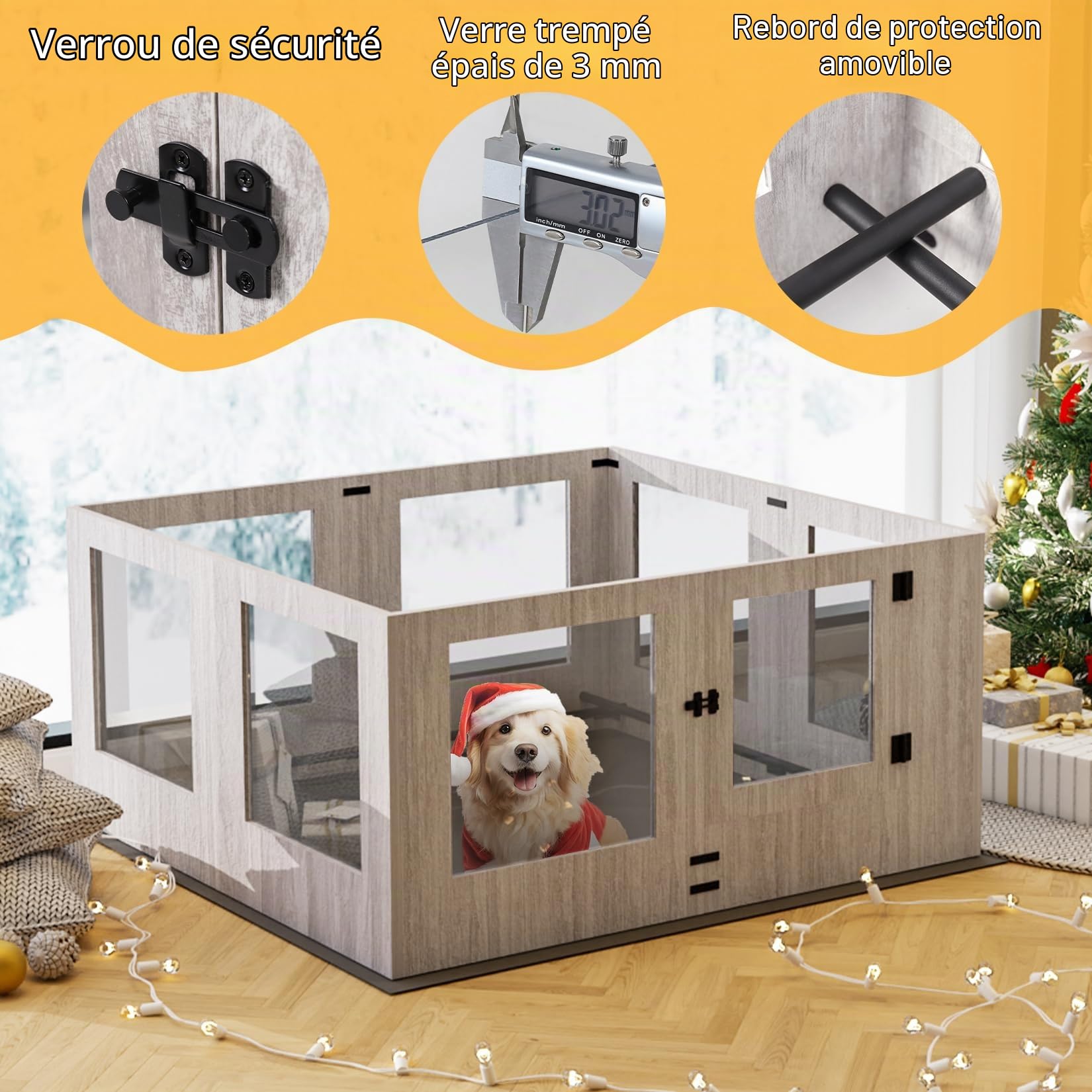 bingopaw-playpen-fence-parc-chien-verre-120cm-parc-complet-tapis image 7