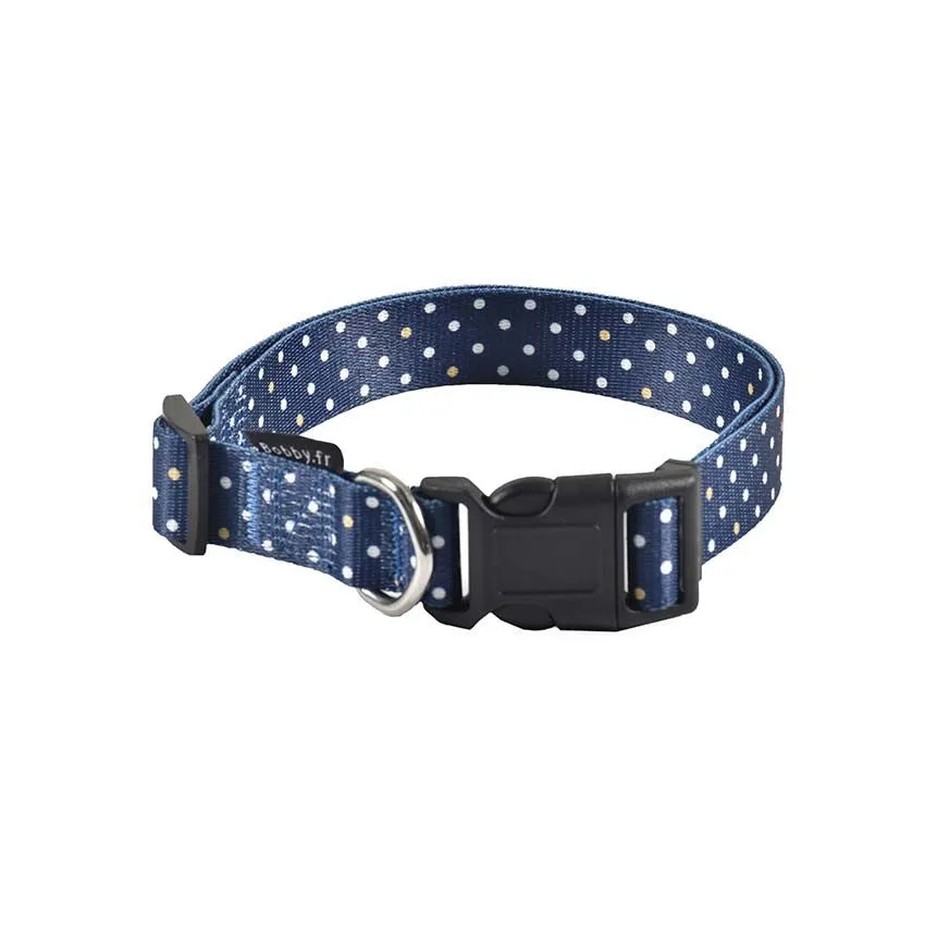 croci-bobby-pretty-collier-chien-nylon-pois-bleu image 1