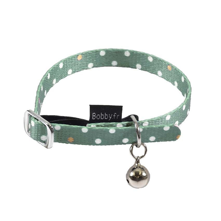 croci-bobby-pretty-collier-chat-nylon-bleu-pois-30x1-cm-clochette image 2