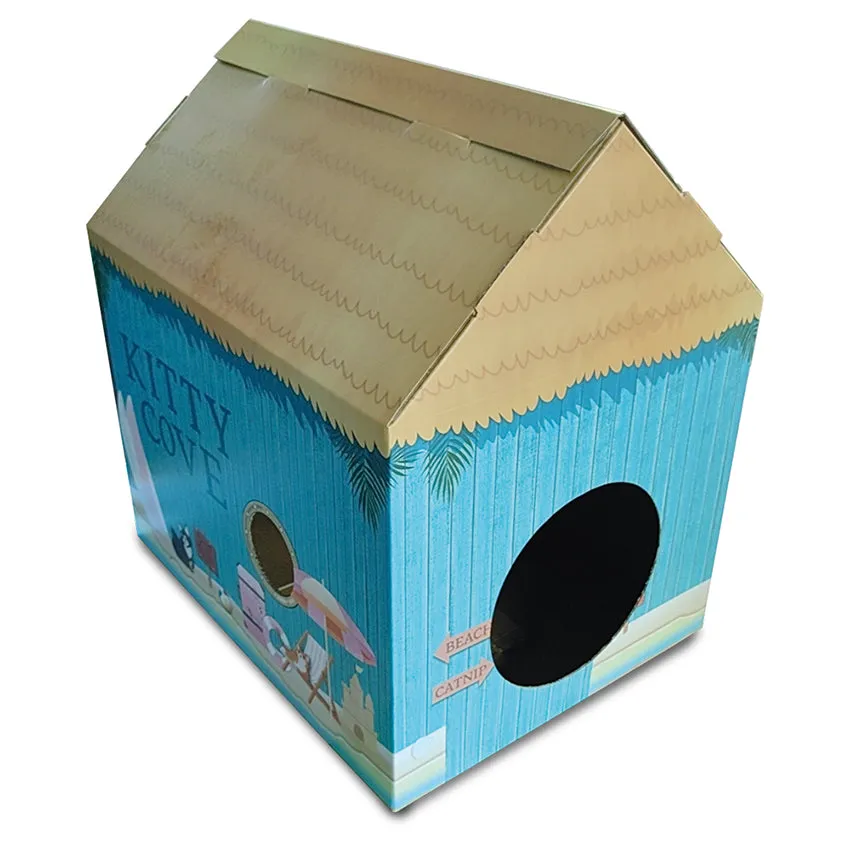 croci-maison-chat-carton-griffoir-catnip-incluse image 1
