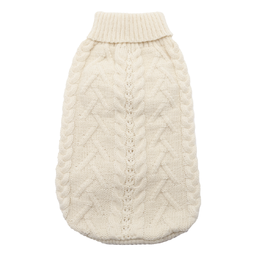 croci-pull-chien-blanc-torsades-col-roul-35-cm image 1