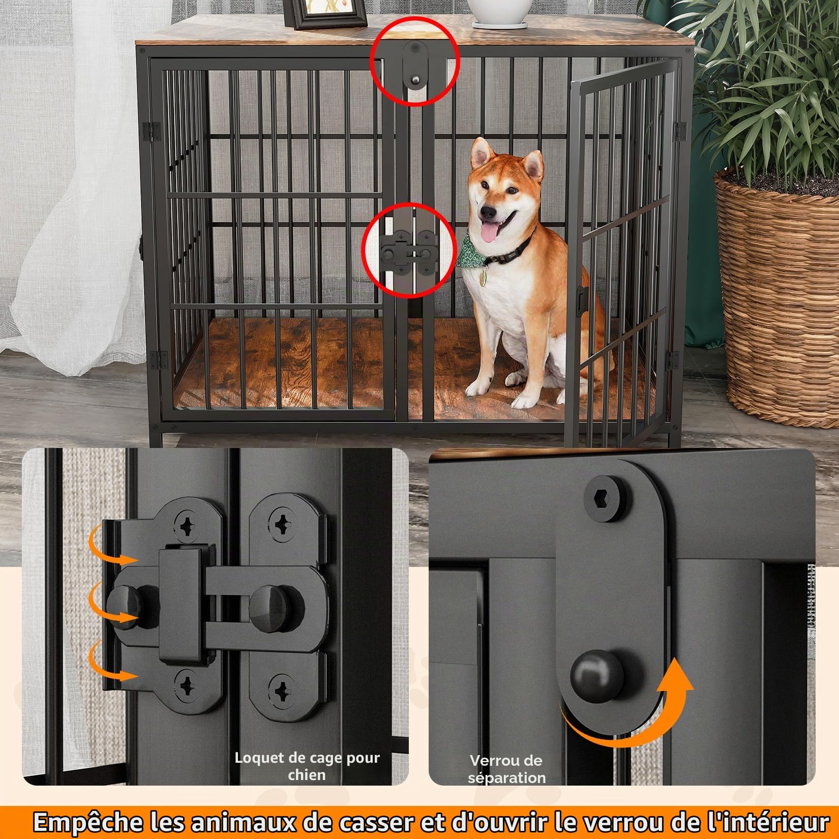 bingopaw-dog-crate-cage-chien-bois-90x62cm-noire image 6