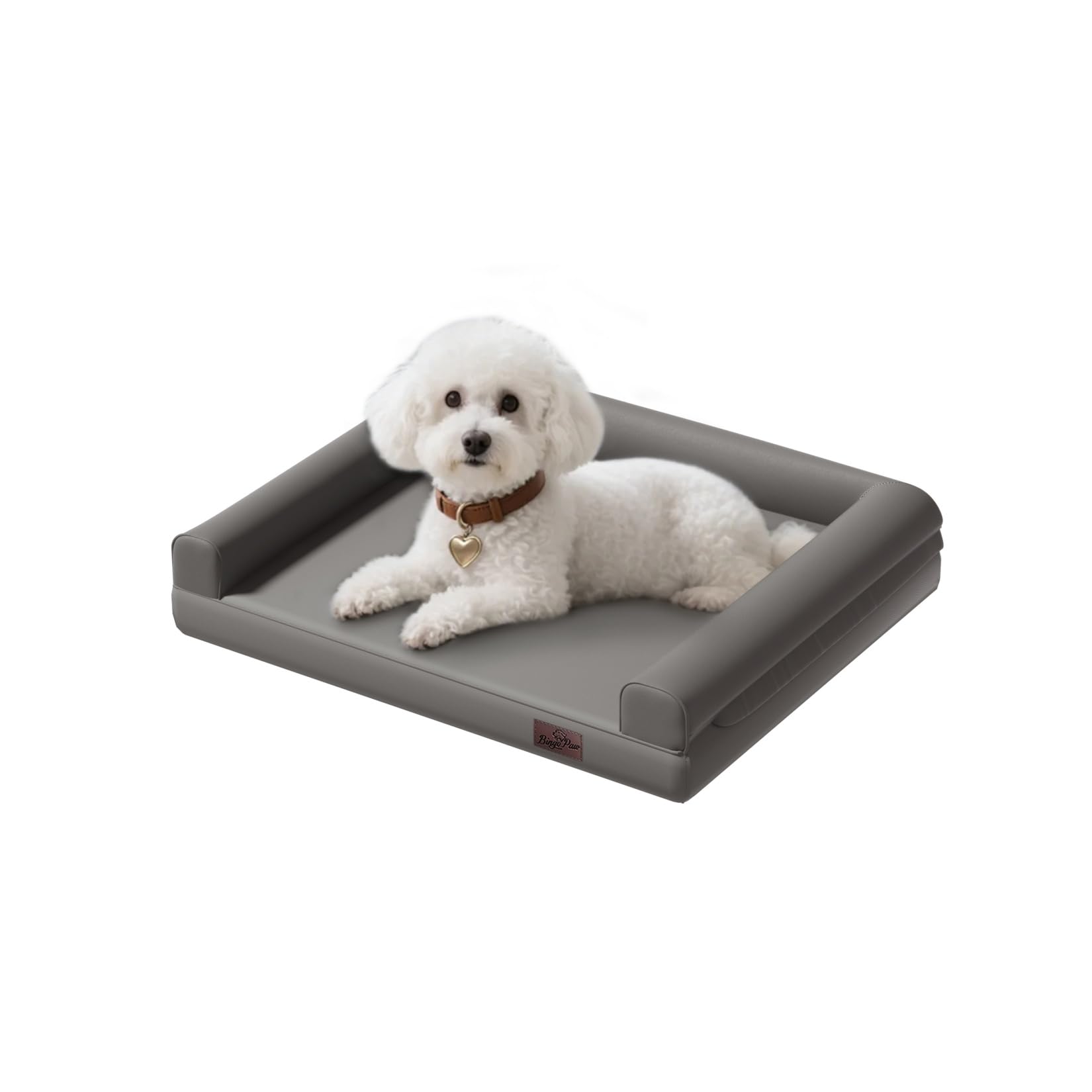 bingopaw-dog-bed-canap-chien-moyen-78x58cm-gris-similicuir image 1