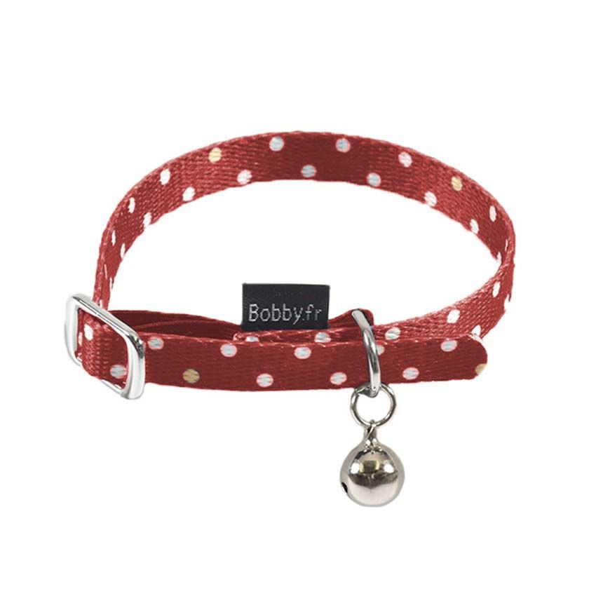 croci-bobby-pretty-collier-chat-nylon-bleu-pois-30x1-cm-clochette image 3