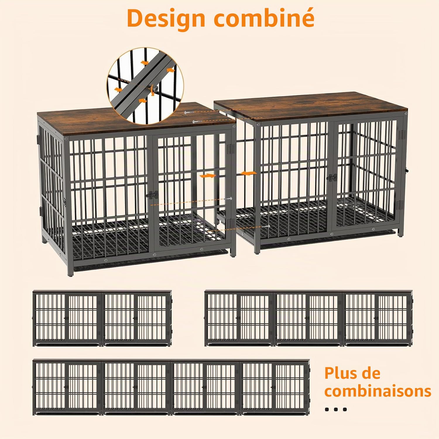 bingopaw-dog-crate-cage-chien-bois-double-l-91cm-marron image 4