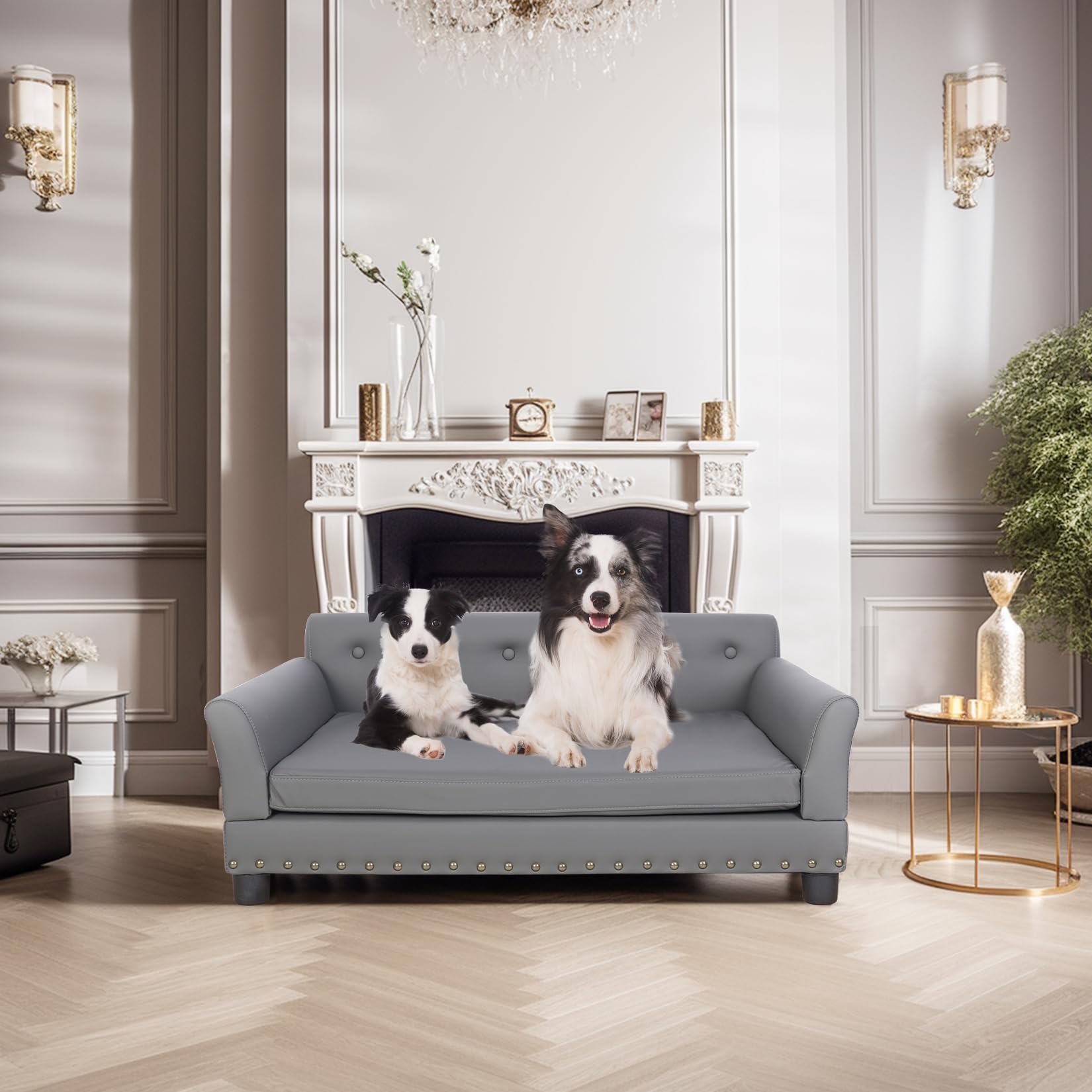 bingopaw-pet-sofa-canap-chien-xl-96x70x40cm-gris-fonc image 2