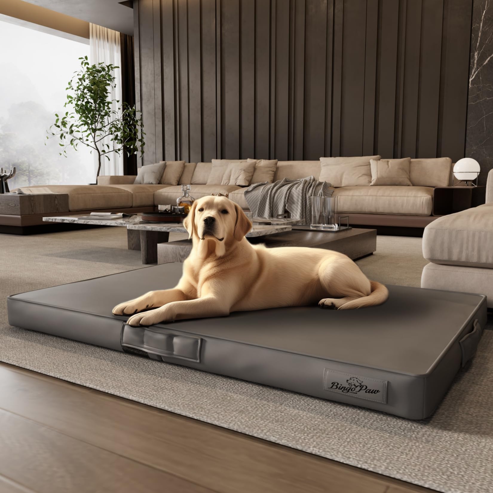 bingopaw-dog-bed-panier-chien-xxxl-130x84-5cm-cuir-3d image 1