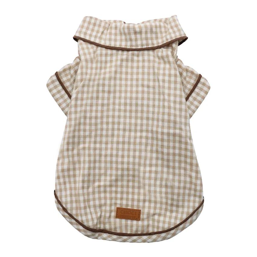 croci-chemise-chien-carreaux-beige-taille-30-velcro image 1
