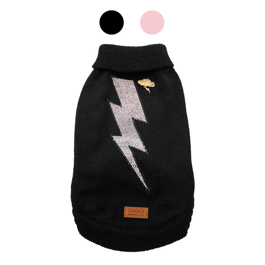 croci-thunder-pull-noir-pour-chien-30-cm-strass image 1
