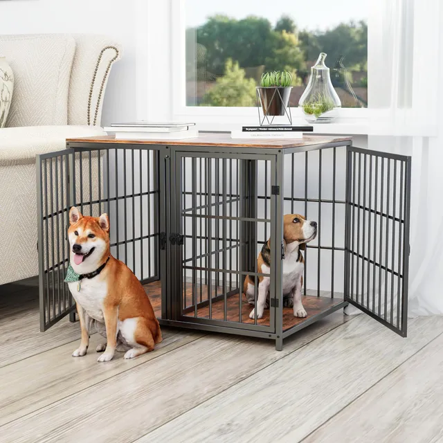 bingopaw-dog-crate-cage-chien-bois-90x62cm-noire image 1