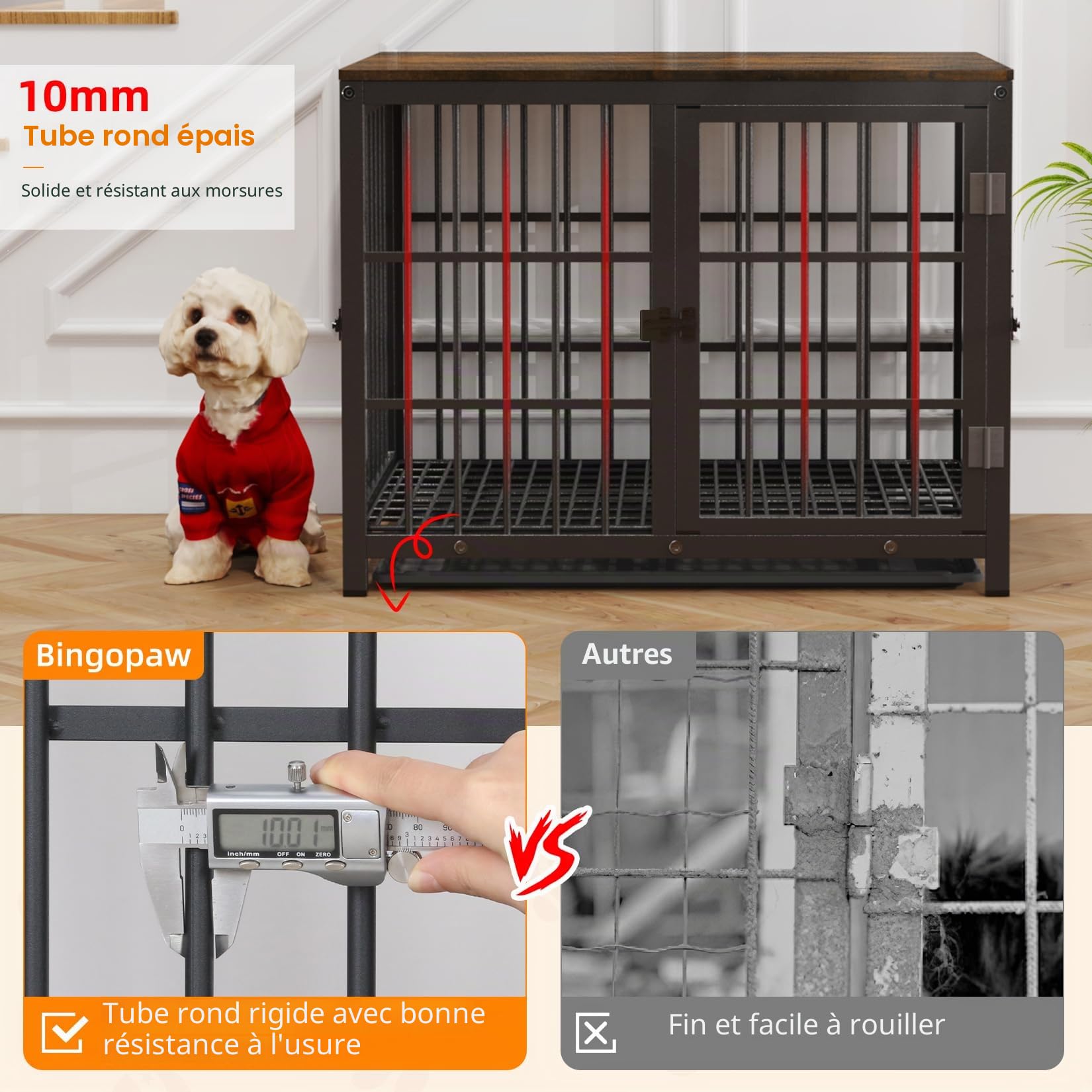 bingopaw-dog-crate-cage-chien-bois-double-l-91cm-marron image 6