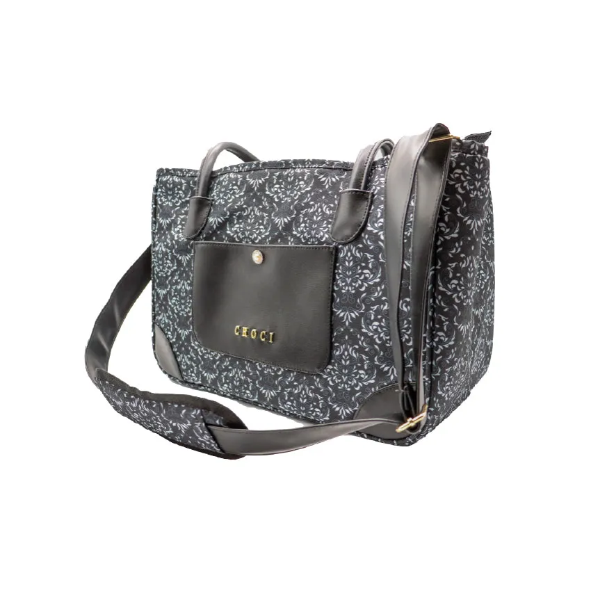 croci-damask-sac-transport-chien-40x22-cm-velours-noir image 1