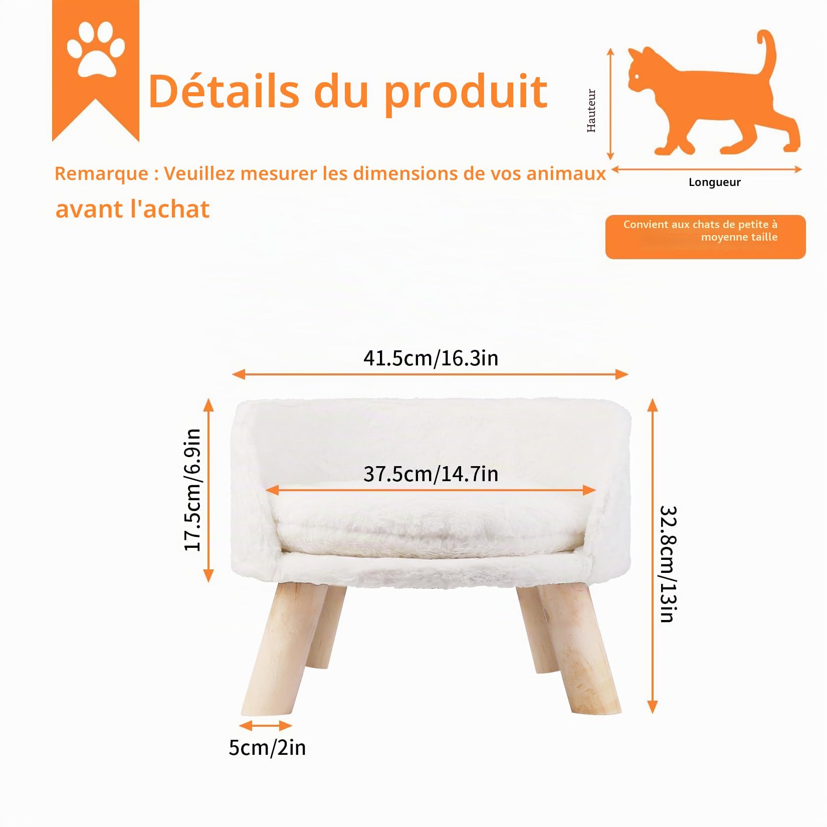 bingopaw-pet-sofa-canap-chat-blanc-sur-pieds-d-houssable image 5