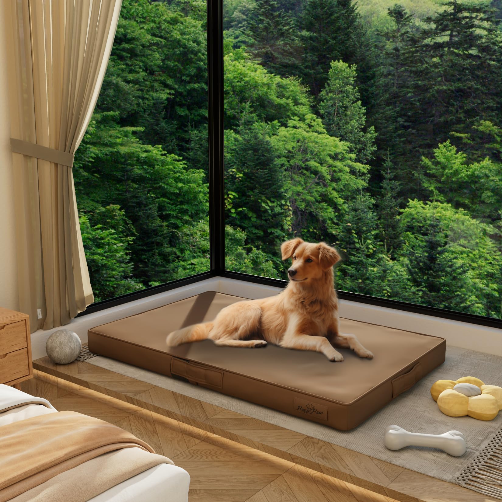 bingopaw-dog-bed-panier-chien-orthop-dique-96-5x70-5cm-cuir-3d image 2