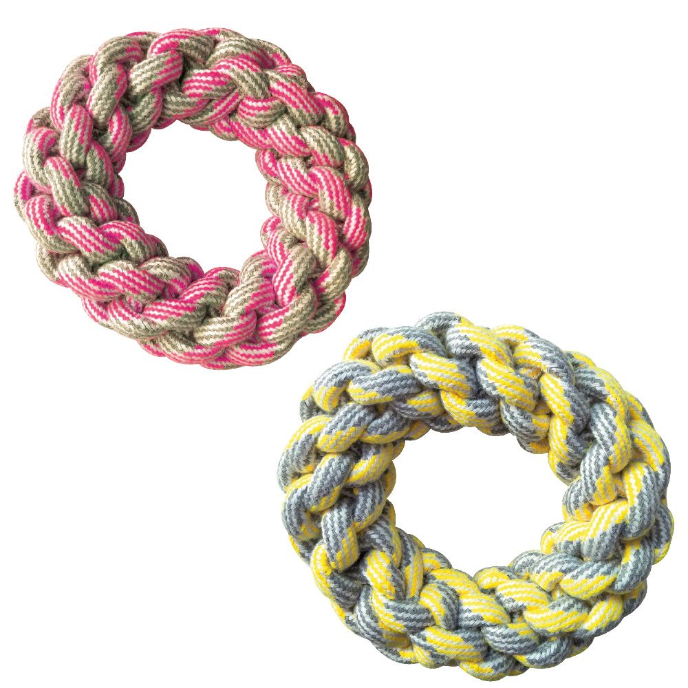 croci-pastel-jouet-chien-corde-anneau-rose-18-cm image 1