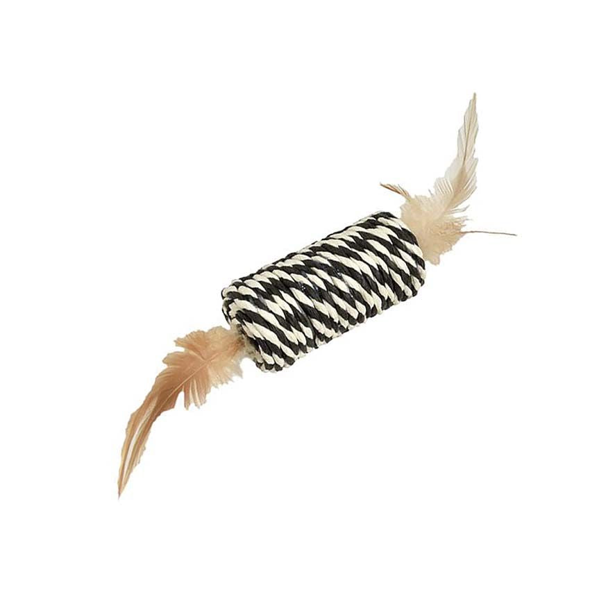 croci-bobby-jouet-chat-tube-corde-papier-plumes-8-cm image 3