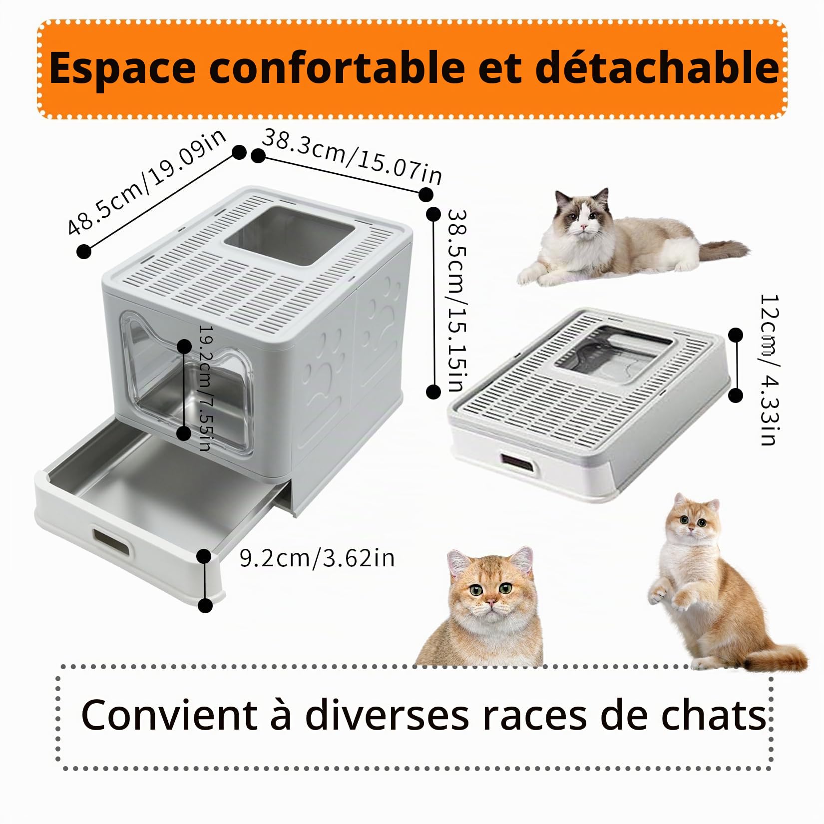 bingopaw-cat-supplies-bac-liti-re-xxl-inox-ferm-48-5cm image 3