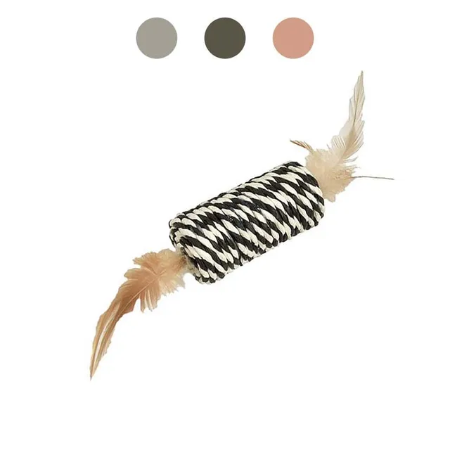 croci-bobby-jouet-chat-tube-corde-papier-plumes-8-cm image 1