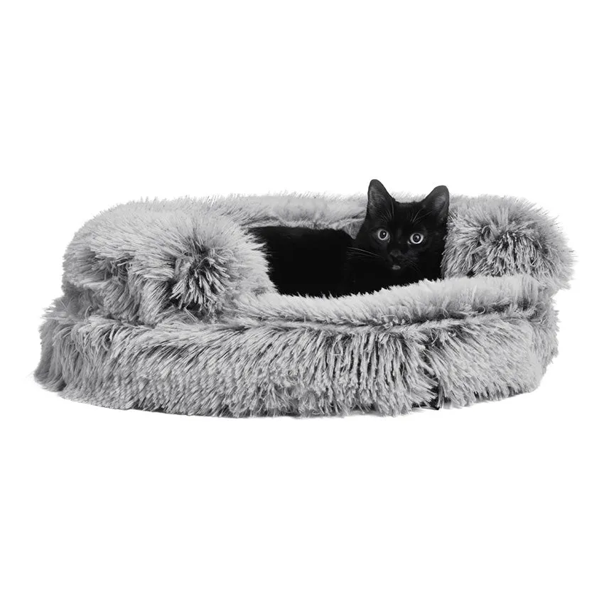 croci-bobby-poilu-canap-chat-rond-gris-douillet image 1