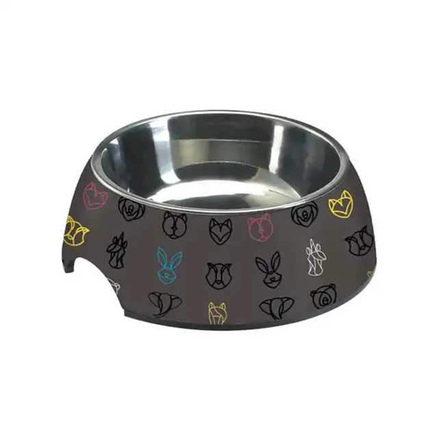 croci-gamelle-chien-chat-acier-m-lamine-noire-800-ml image 1