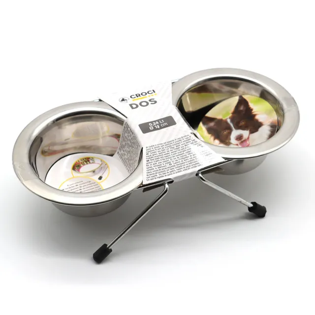 croci-dos-gamelle-inox-sur-support-470-ml-lot-de-2 image 1