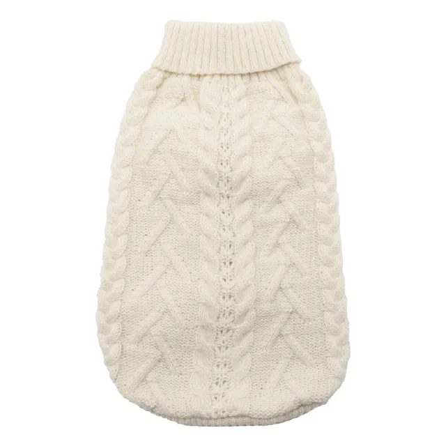 croci-pull-chien-blanc-torsades-col-roul-35-cm image 1