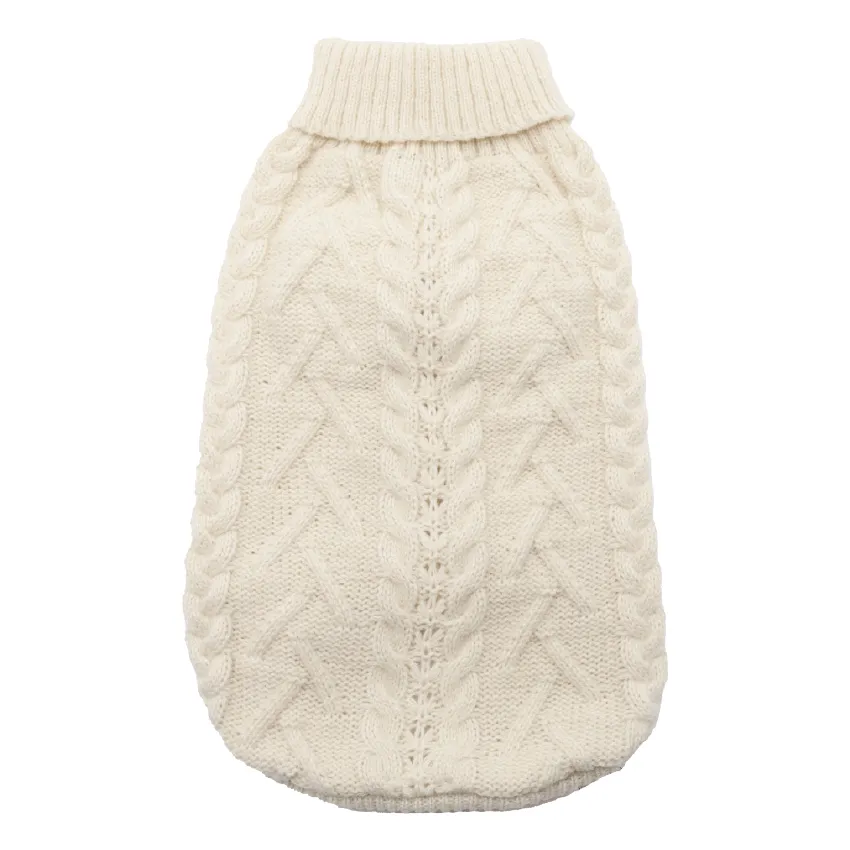 croci-pull-chien-blanc-torsades-col-roul-35-cm image 1