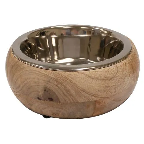 croci-gryfino-gamelle-chien-bois-inox-370-ml image 1