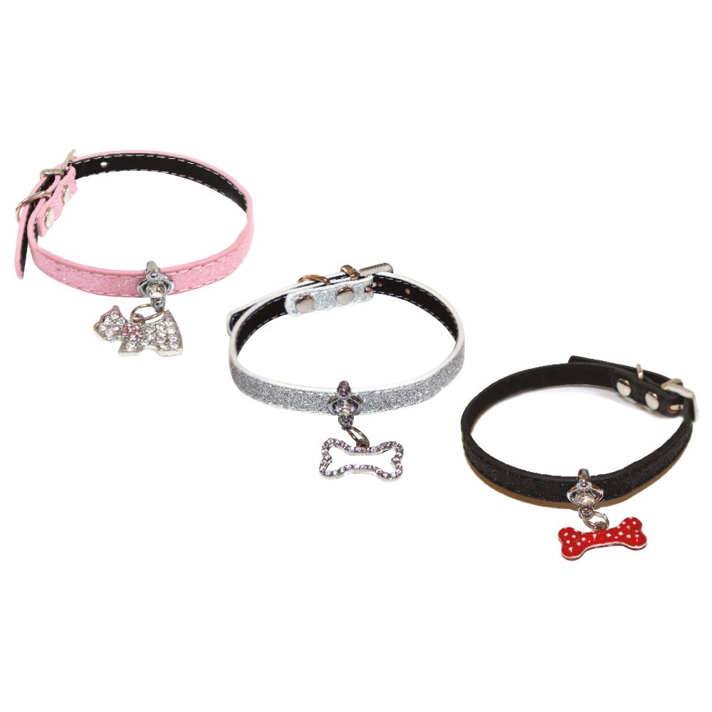 croci-charm-collier-chien-paillettes-noir-1-x-30-cm image 1